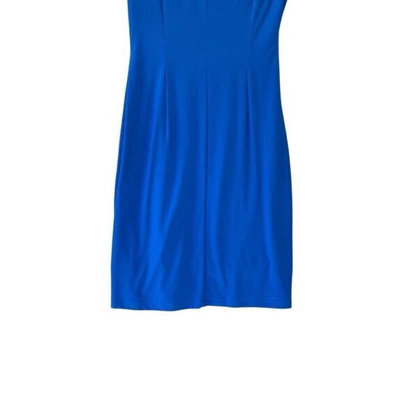 New Evan Picone Royal Blue Cocktail Cobalt Dress Wrap Ruched Flatter Ruffle Sz 8 - Picture 8 of 9